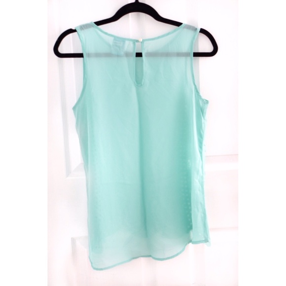 Sheer Turquoise Laser Cut Sleeveless Top - Picture 2 of 2